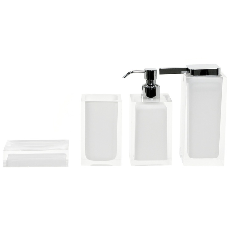 Bathroom Accessory Set, Gedy RA200-02, Rainbow White Accessory Set of Thermoplastic Resins
